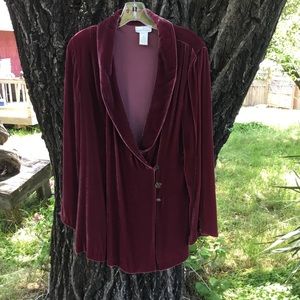 Soft Surroundings rose silk velvet tunic  wrap top